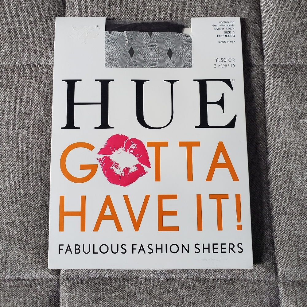 HUE Gotta Have It! Fabulous Sheers Deco Diamonds Size 1 In Espresso